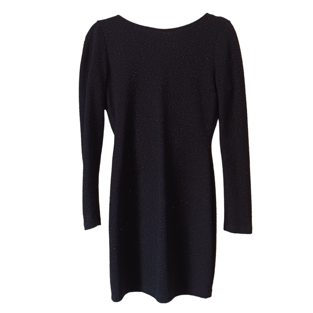 Tobi Black Sparkly Bodycon Longsleeve Mini Dress Draped Open Back‎ Size M